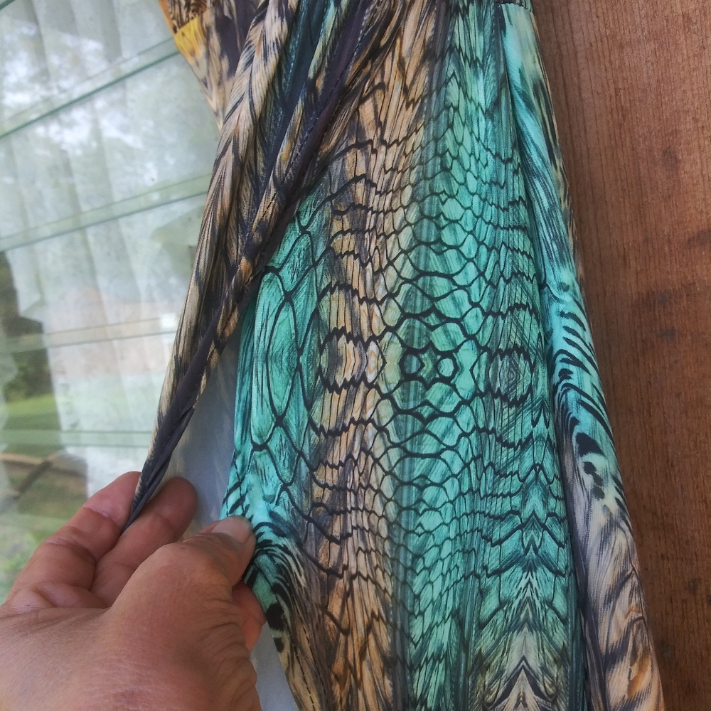 NWT- MULTI TIGER PRINT CROSS OVER HALTERNECK MAXI DRESS/COVER UP - Picture 4 of 16